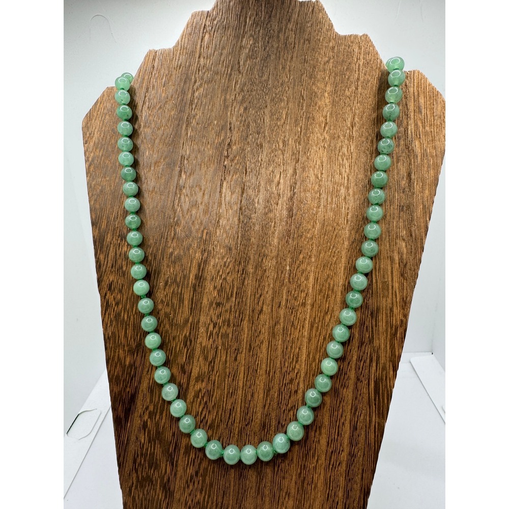 Green Aventurine Hand Knotted Beaded Necklace 30 Inch Round Stone Strand
